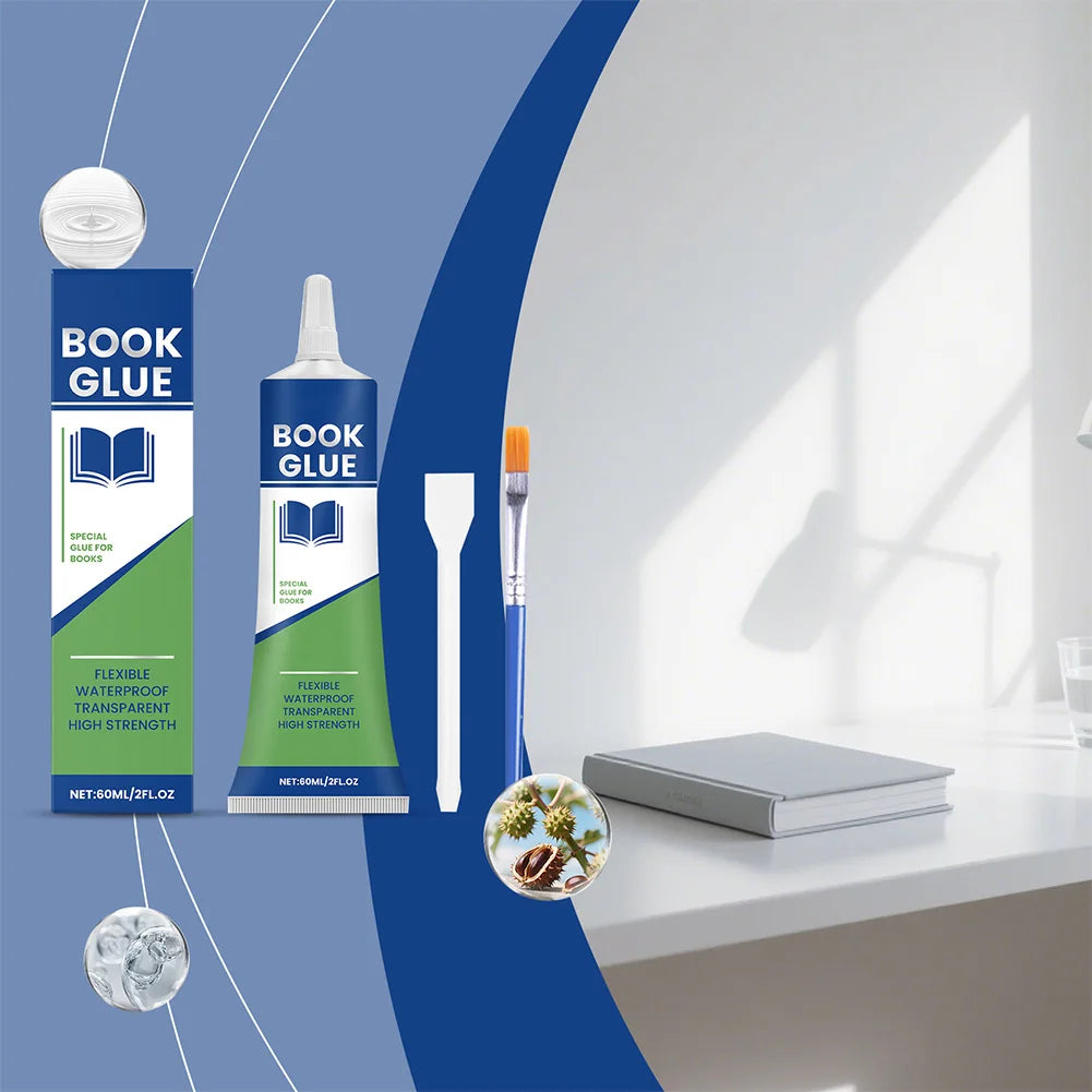 Clear Book Adhesive with Brush Transparent Book Binding Adhesive Quick-Drying Repair Glue for Envelopes Postcards Paper Craft