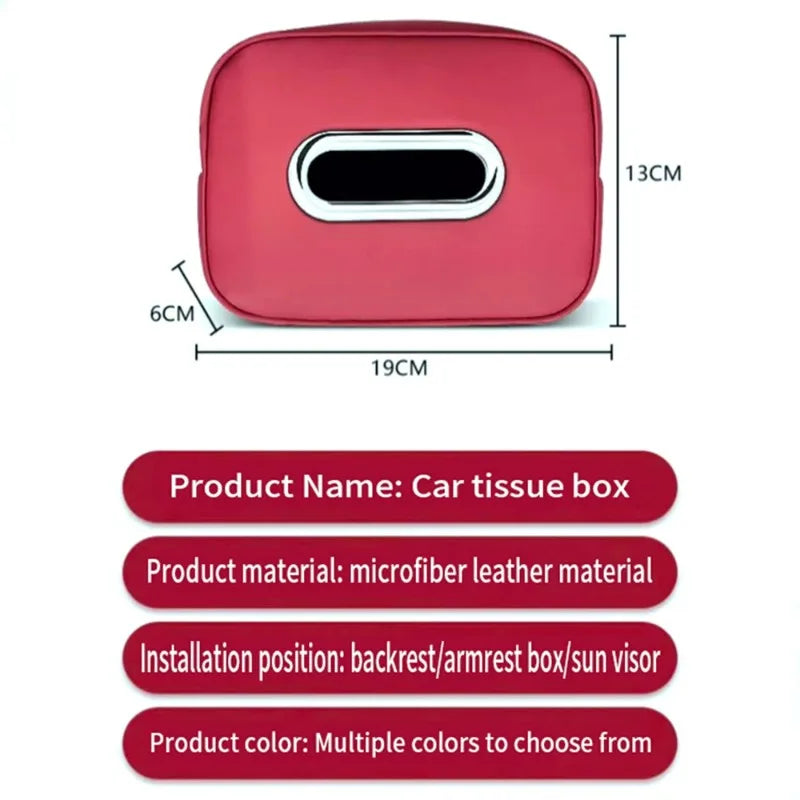 2025Car Tissue Box Holder Microfiber Leather Car Center Console Armrest Napkin Box Sun Visor Backseat Tissue Case with Fix Strap