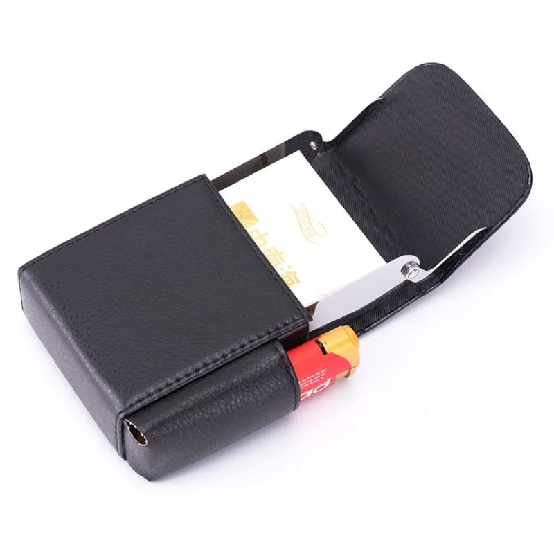 Pocket Leather Cigarette case Lighter bag box Storage Organizer Smoking Tools Accessories Waterproof cigar Man Birthday Gift