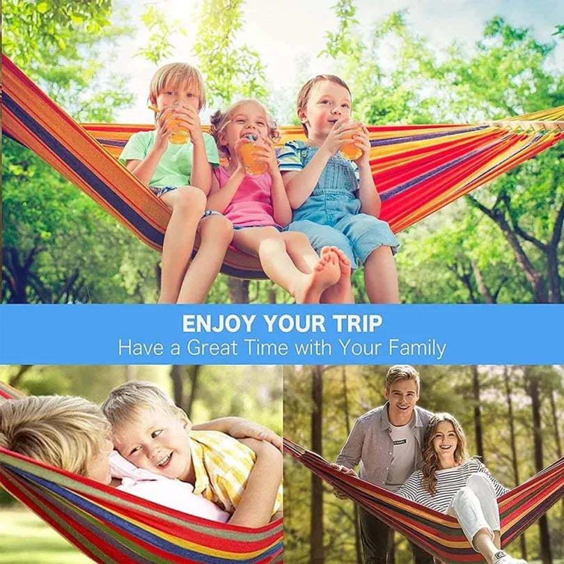 Double Hammock 2 Person Canvas Cotton Hammock with Tree Straps for Patio Garden Backyard Outdoor and Indoor Wholesale