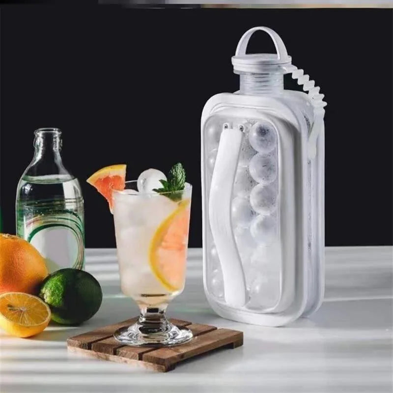 New Folding Ice Maker Water Bottle Ice Making Mold Food Grade Soft Silicone Ice Maker 2 In 1 Kettle Ice Box Ice Cube Household
