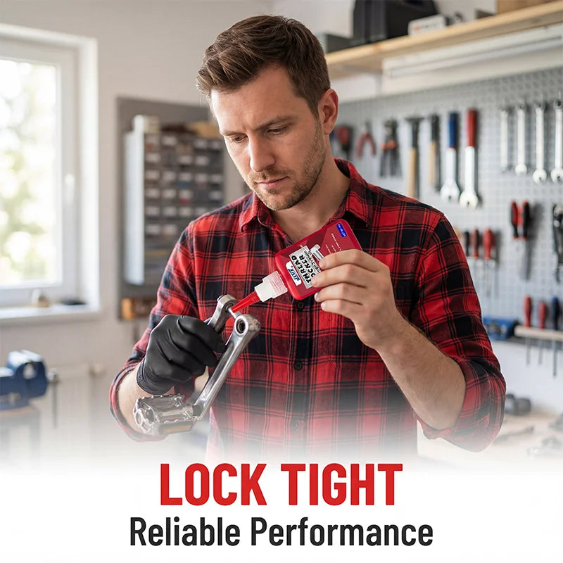 High-Strength Red Threadlocker, Nut and Screw Fastener, Adhesive for Screws with Airtight Sealing, Anaerobic Curing Fasteners, Metal Glue, Essential and Resistant Tool, 50g