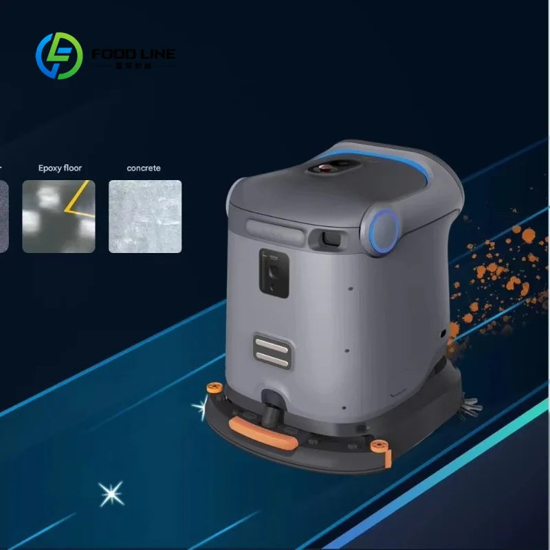 Customized Intelligent Commercial Cleaning Robot Multilingual Touchscreen App/PC Controlled Automatic Sweeping Floor Washing