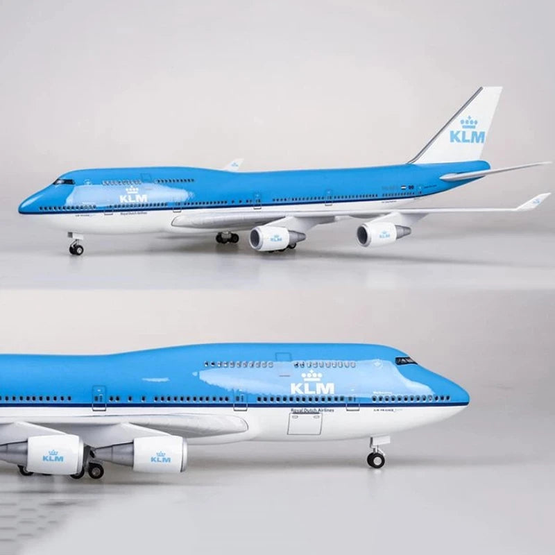 747 Klm Model Toy 47cm 1:130 Scale Plane With Light &Wheels Resin Airplane Models For Collected Gift By Aviation