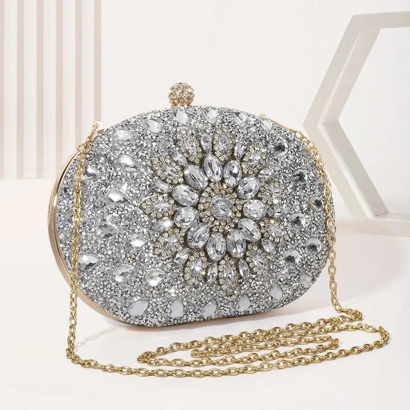 Luxury High Design Women Evening Bag Brand Party Banquet Glitter Bag for Ladies Wedding Clutch Handbag Shoulder Bag Chain Bolsas