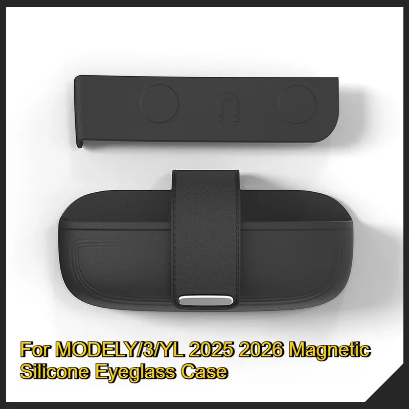 Silicone Glasses Case For Tesla Model 3/YL/Y Juniper 2025 2026 Magnetic Closure Design Sun Glasses Storage Box Car Accessories