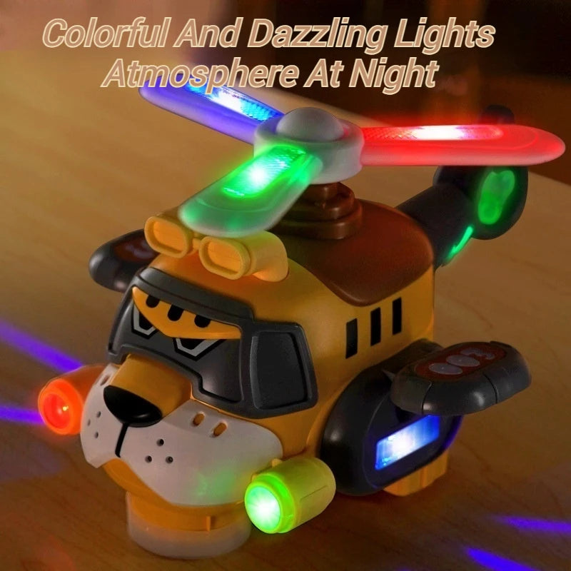 Electric 360 Rotating Tiger Airplane Toddler Cartoon Toys With Sounds And Lights Children's Toy Helicopter Boys Birthday Gifts