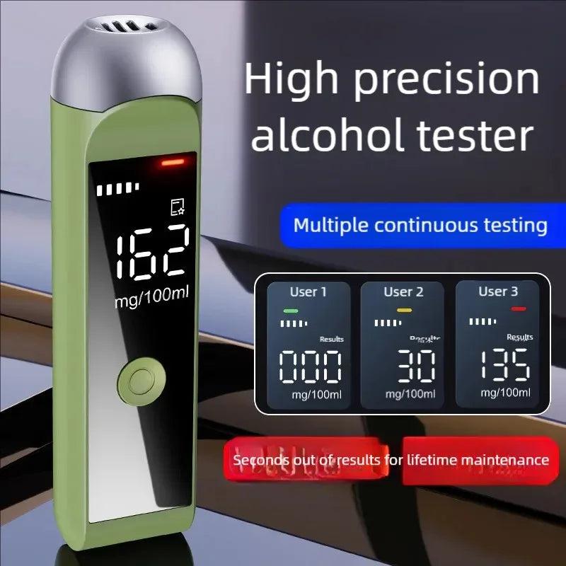 Digital Alcohol Detector High Capacity Portable Breath Alcohol Tester Alcoholtester Breathalyzer USB Recharge