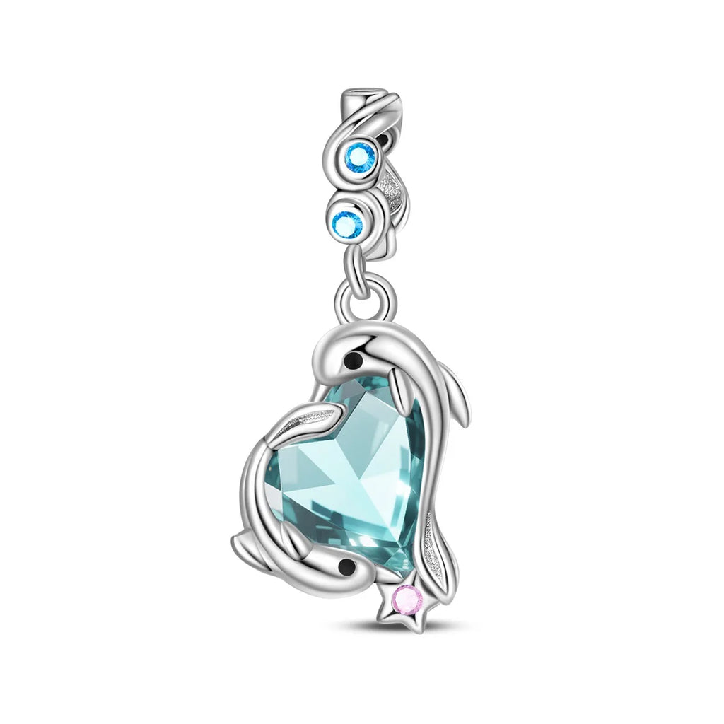 Original Charms Silver Plated Beads Fit Bracelets Charms Diy Women Gift Accessory Magic House Witch Heart Blue Crystal Pendant