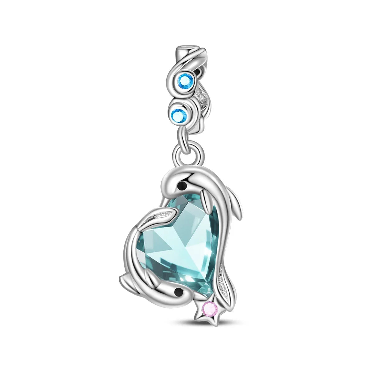 Original Charms Silver Plated Beads Fit Bracelets Charms Diy Women Gift Accessory Magic House Witch Heart Blue Crystal Pendant