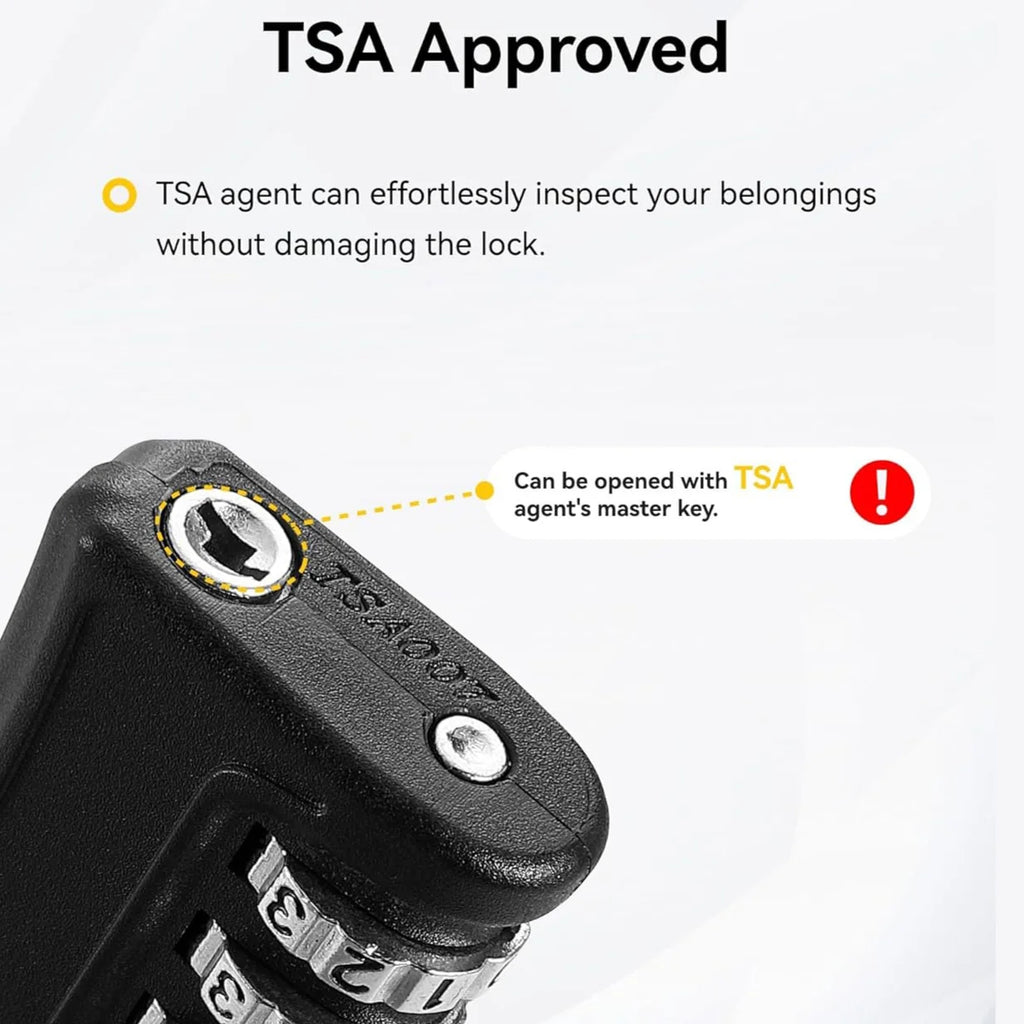 4 Pack TSA Customs Code Lock for Travel Luggage Password Changeable Black Lock Contrast Design Padlock 3 Digit Combination Lock