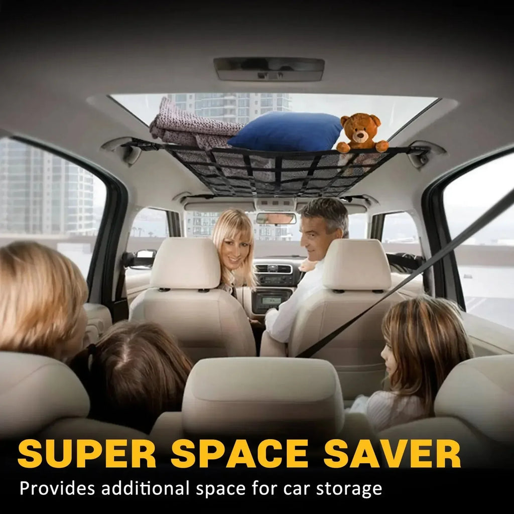 Car Ceiling Storage Net Interior Cargo Net Universal Trunk Pocket Storage Adjustable Car Bag Sundries Organizer Pouc