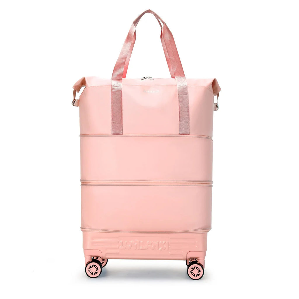 New Travel Bag with Trolley and Wheels Durable, Simple, High-end, Trendy Travel Bag Foldable Expansion Rolling Luggage