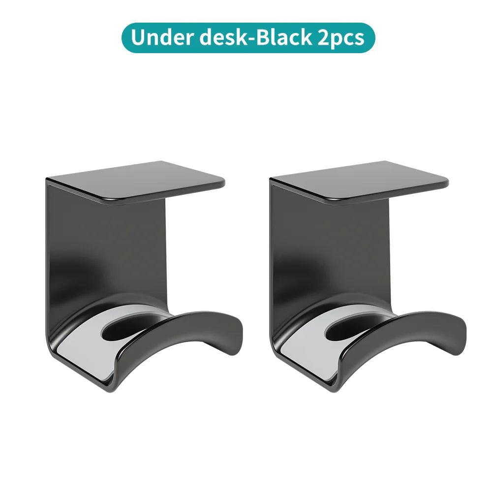 Universal Headphone Stand No Punching Plastic Wall Mount Hanger Under Desk Headset Rack Holder Support for Gaming Earphone