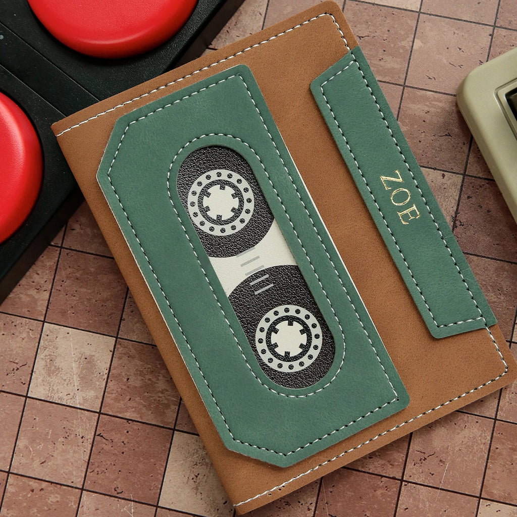 Custom Cassette Tape Passport Cover with Name Personalized Retro Cassette Tape Passport Holder Custom Name PU Leather TravelGift
