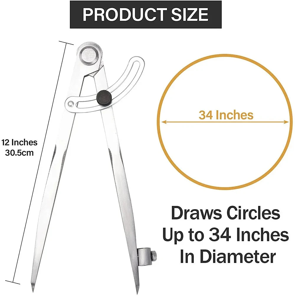 Woodworking Compass Drawing Carpenter Compass 100MM-300MM Circular Marking Tool Design Layout Tool for Geometry Drawing Drafting