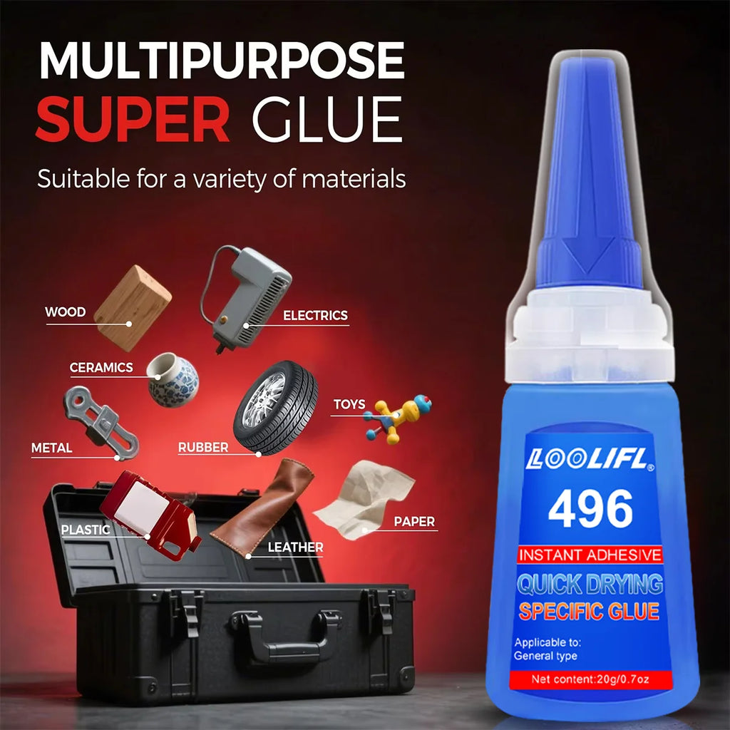 LOOLIFL401 Multi-Purpose Super Glue Cyanoacrylate Adhesive 20g Instant Fast Adhesive Rubber Wood Glass Stronger All Bonding Glue