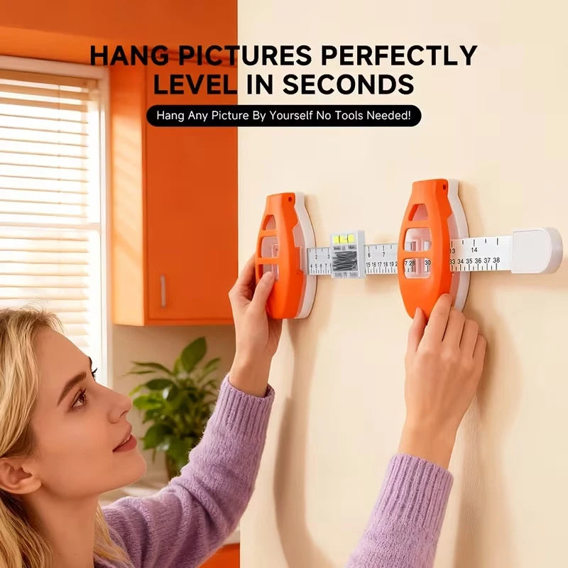 Picture Hanging Level Ruler Multi-function Wall Measuring Tool Spirit Level With Nail Positioner For Photo Frame Hanging & Home