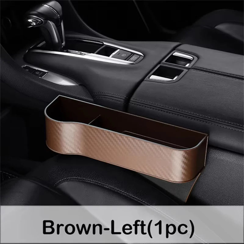 Carbon Fiber Car Seat Gap Organizer, Multifunctional Console Side Storage Box for Phone & Accessories