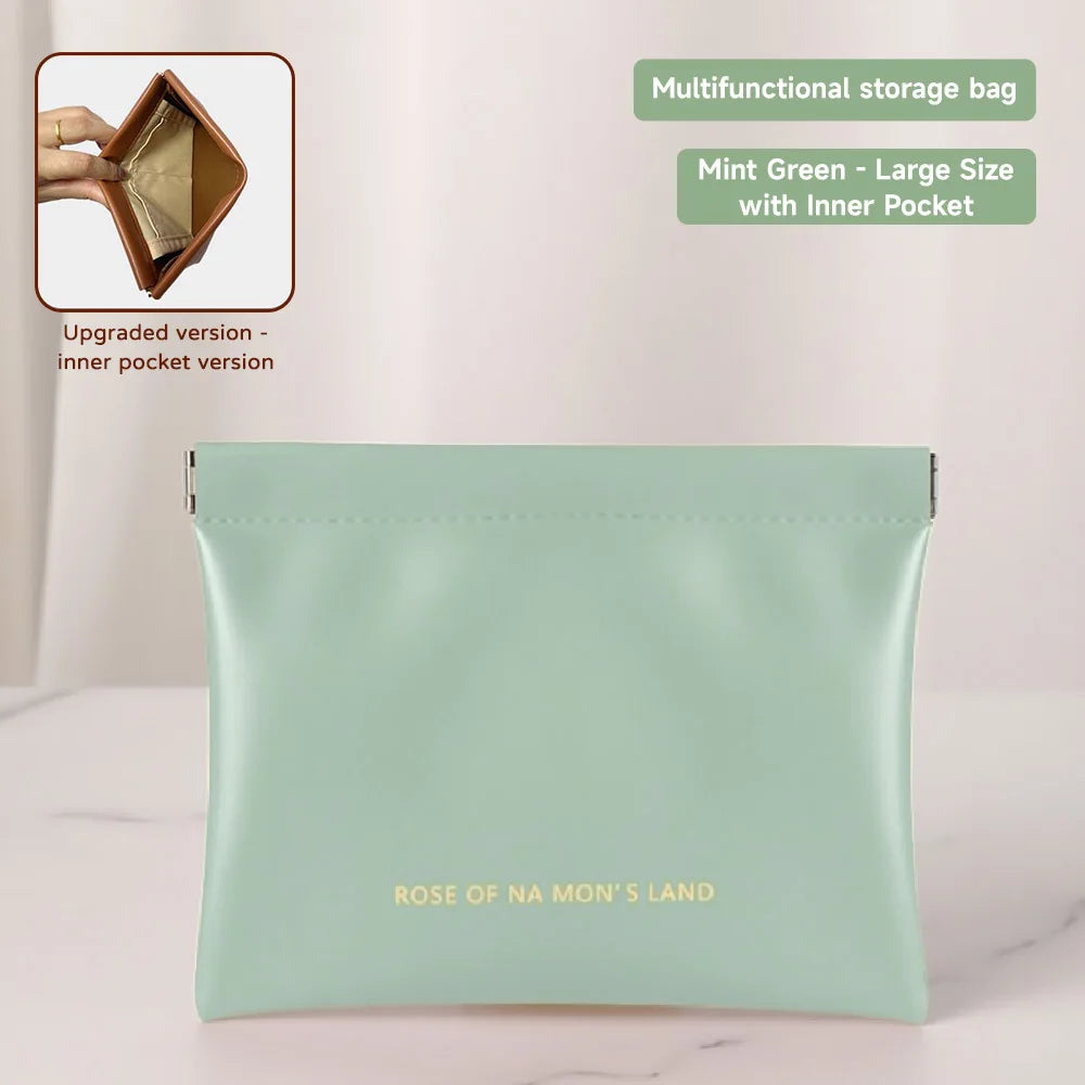 Fashion Multifunctional Storage Bag With Automatic Closure Wired Headphone PU Coin Purse Mini Portable Lipstick And Makeup Bag