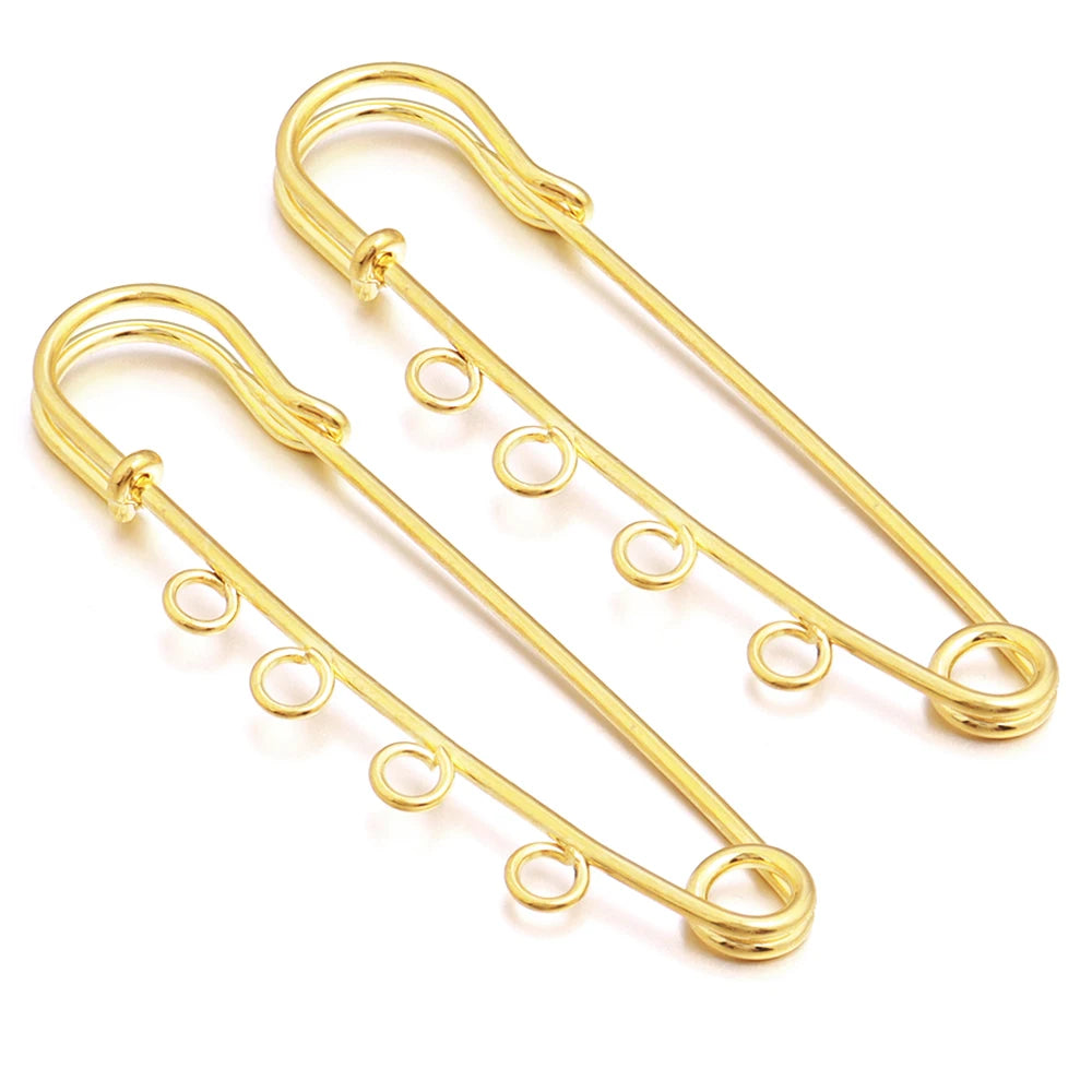 5-10pcs/lot Safety Pins Brooches Blank Base Brooch Pin With Loops Fasteners Pin For DIY Jewelry Making Brooch Charm Accessories
