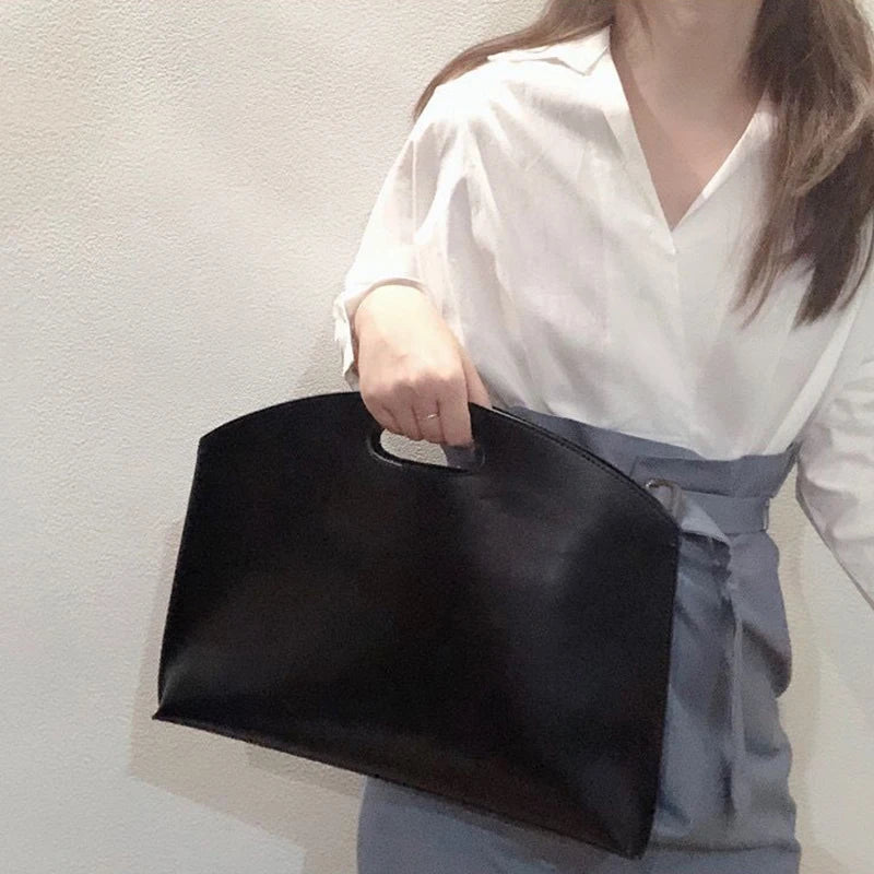 Women's Handbag New Large-capacity File Bag Fashionable Versatile Commuter Bag Leather Briefcase Envelope Clutch Bag