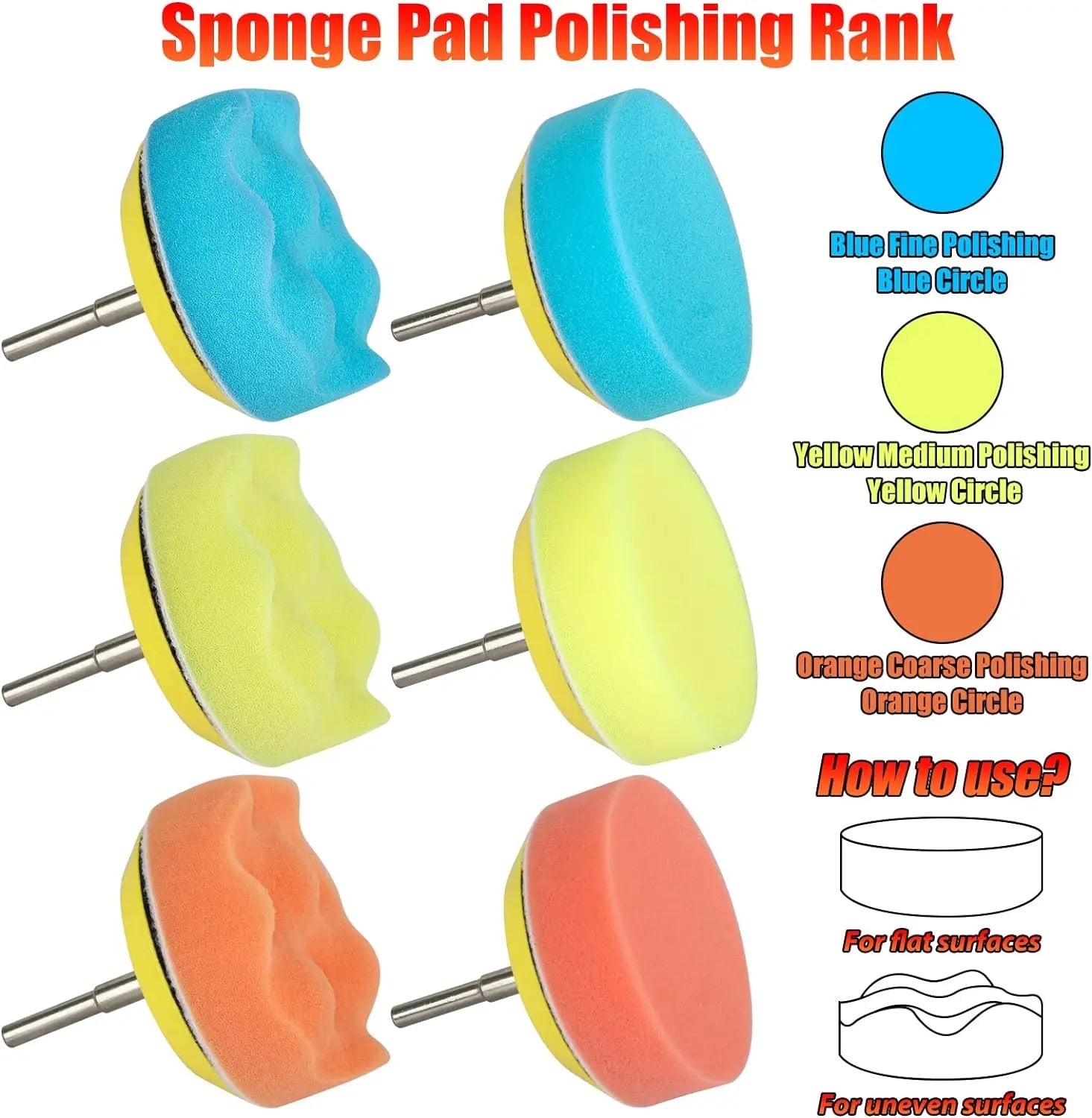 24 Pcs 3 Inch Sponge Polishing Pad Kit Cushion for Detailing Car Polishing Beauty and Waxing Cleaning Drill Polishing Kit