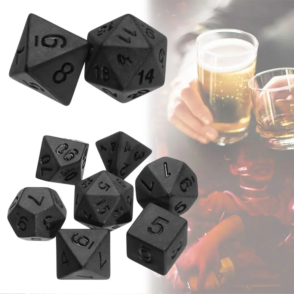 7Pcs/Set Polyhedral Black Dice Set Game Dice For TRPG DND Accessories Polyhedral Dice For Card Games Board Card Game Math Games