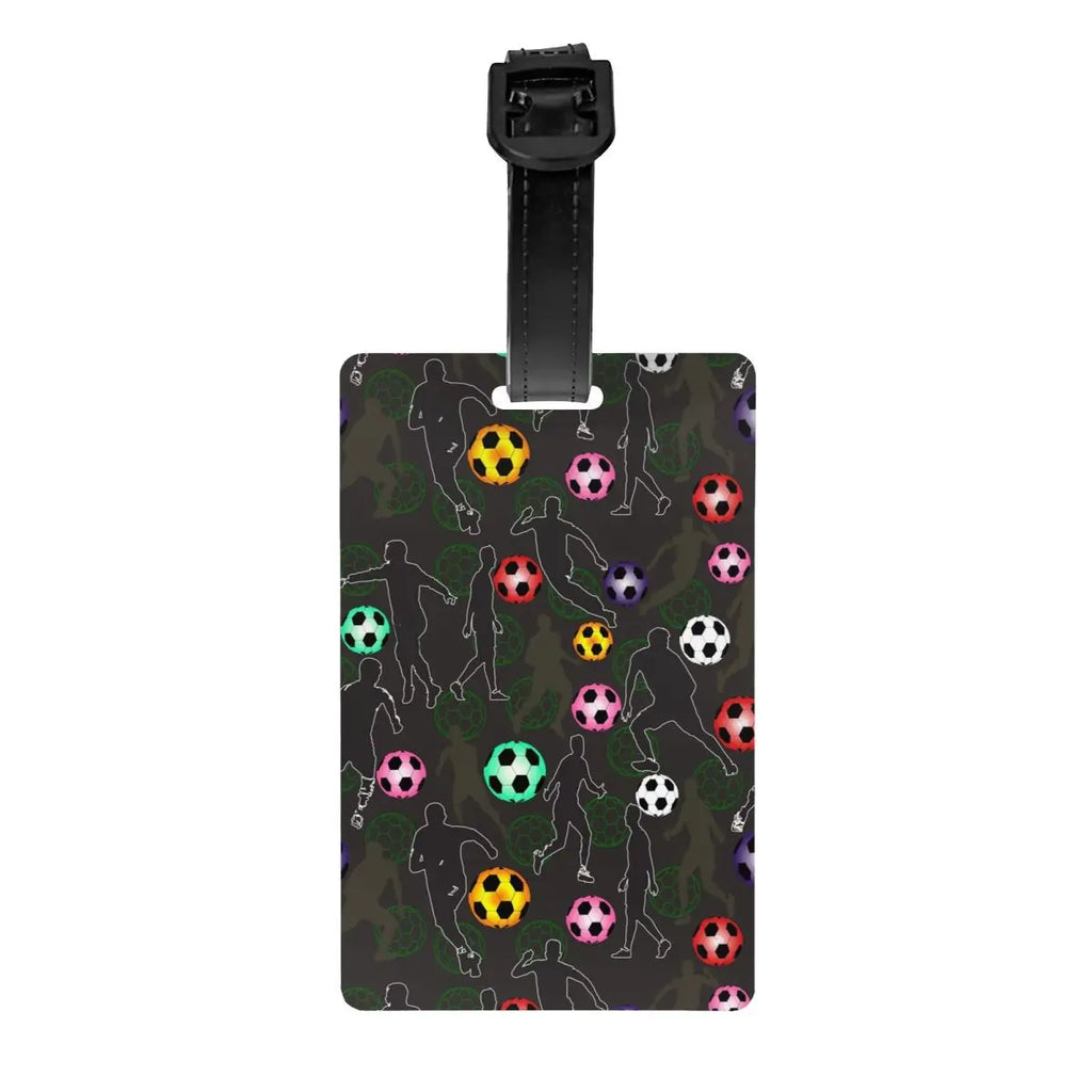 Custom Cool Soccerly Footbally Print Luggage Tag With Name Card Privacy Cover ID Label for Travel Bag Suitcase