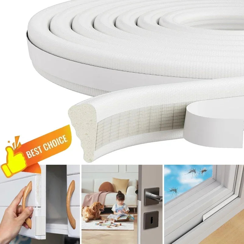4M Wedge-Shape Foam Weather Stripping Door Seal Strip self-adhesive high density PU weatherstrip Gap Filler for Doors Frame