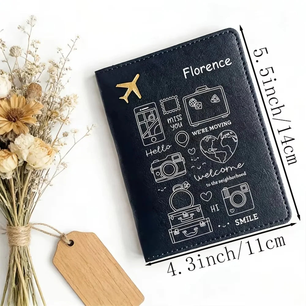 Customized Name Open Style Cartoon Passport Holder, Multi-Color Travel Storage Case for Passport & Visa, Practical Travel Gift