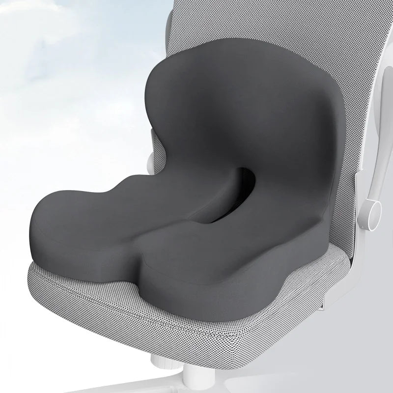 Integrated Memory Foam Seat Back Cushion Ergonomic Butt & Lumbar Support Pillow Washable Cover for Office Chair Car Long Sitting