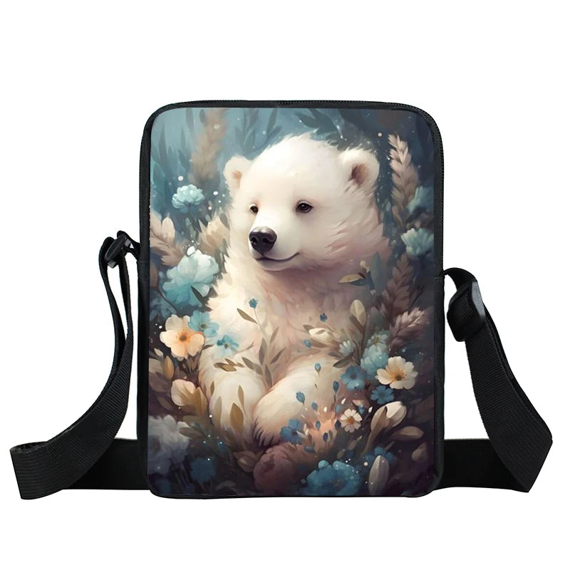 Kawaii Animals Panda Raccoon Fox Owl Print Crossbody Bag Women Men Shoulder Bags Teenager Handbag For Travel Messenger Bags Gift