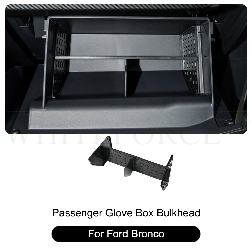 For Ford Bronco 2021-2024 Glove Box Organizer Passenger Side Storage Dividers Center Console Storage Tray Compartment Accessorie