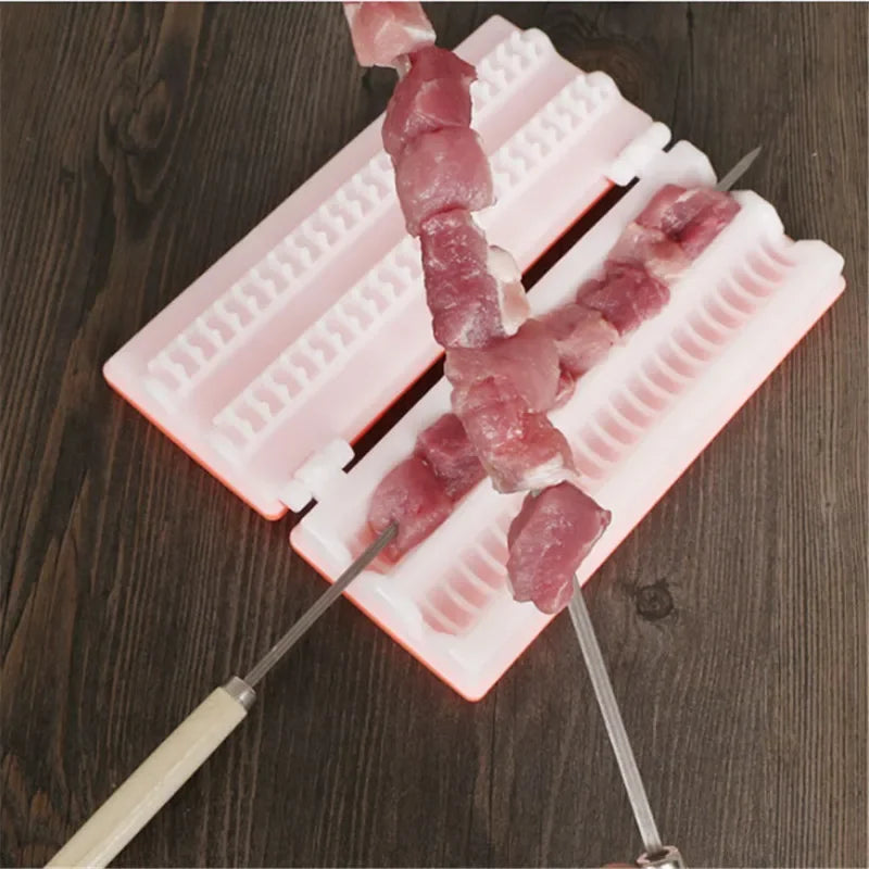 bbq needle with Meat Grill Skewer Barbecue Grill Needle Box Safety Meat bbq tools String Shish Beef Mutton Kebab Skewers maker