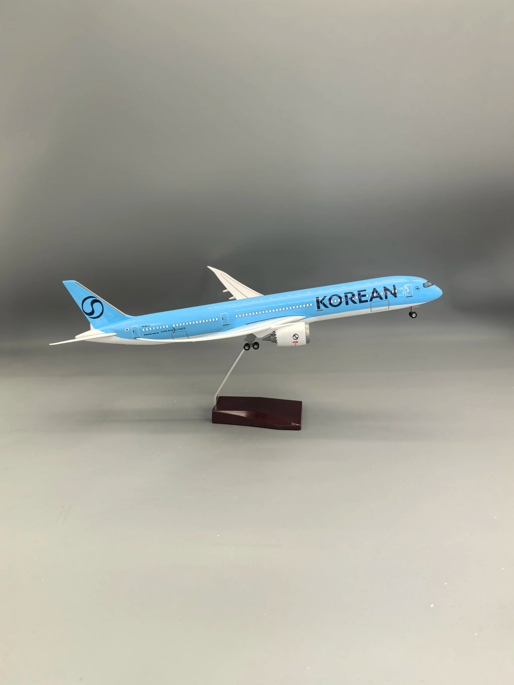 B787-10 Korean Airplane Model 47cm 1/145 Scale Aircraft resin Miniature Toy planes with LED Light(Touch or Sound Control) Gift