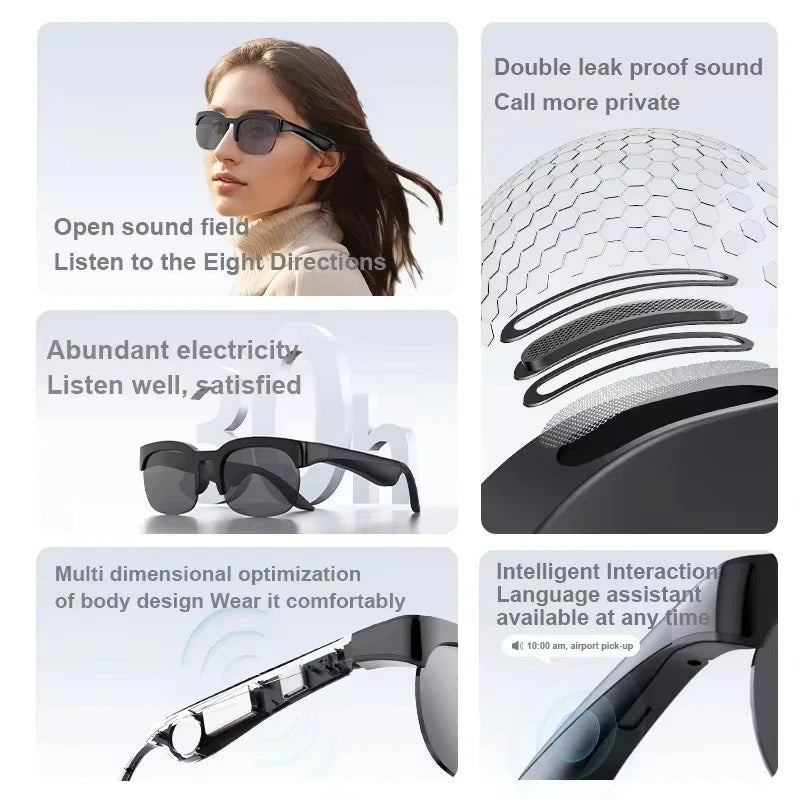 Lenovo electronic AI Smart Glasses Wireless Bluetooth Remote Control 8KHD Photo Call Music gafas inteligentes Gift for Men Women