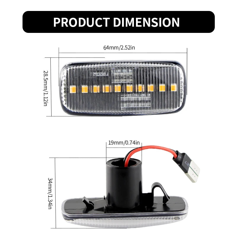 2PCS LED Side Marker Turn Signal Lights Canbus For Dodge Nitro 2006-2011 Caliber 2007-2011 Avenger 2007-2016 Charger 2005-2006