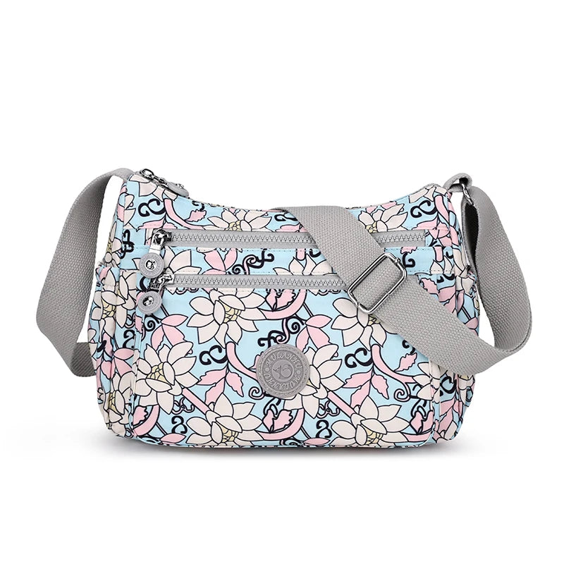 Women's Lightweight Nylon Crossbody Bag with Multiple Pockets Tote Purse Shoulder Handbag Travel Bag for Daily Use