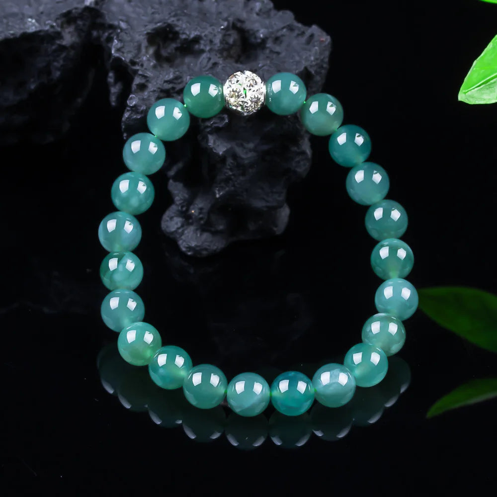 Natural Burmese Jadeite Bead Bracelet Bangle Accessories Carved Gemstone Jewelry Real Jade Amulet Designer Gifts for Women