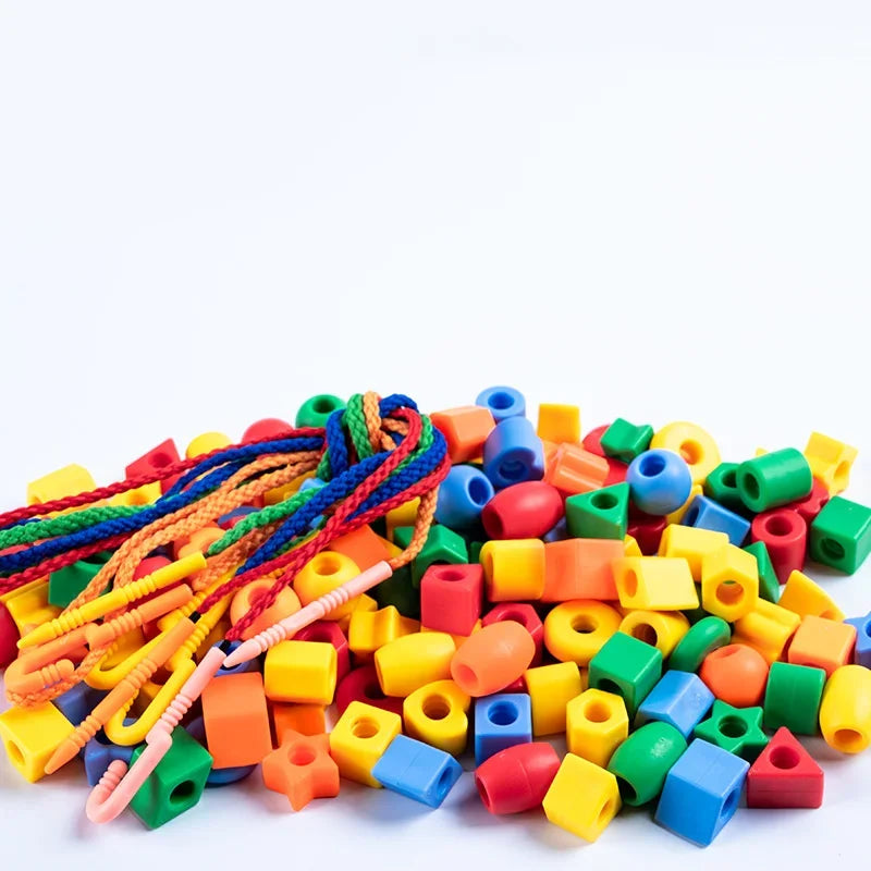 Beads Toys Plastic Children Handmade DIY Puzzle Early Education Toy Rope Threading Games Kids Self Made Bracelet Necklace Gifts