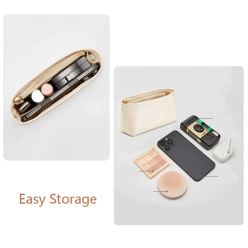 Nylon Insert Bag Organizer Set Insert For Handbag For Longchamp Mini Tote Bag Without Punching Bag Strap Leather Bag Accessories