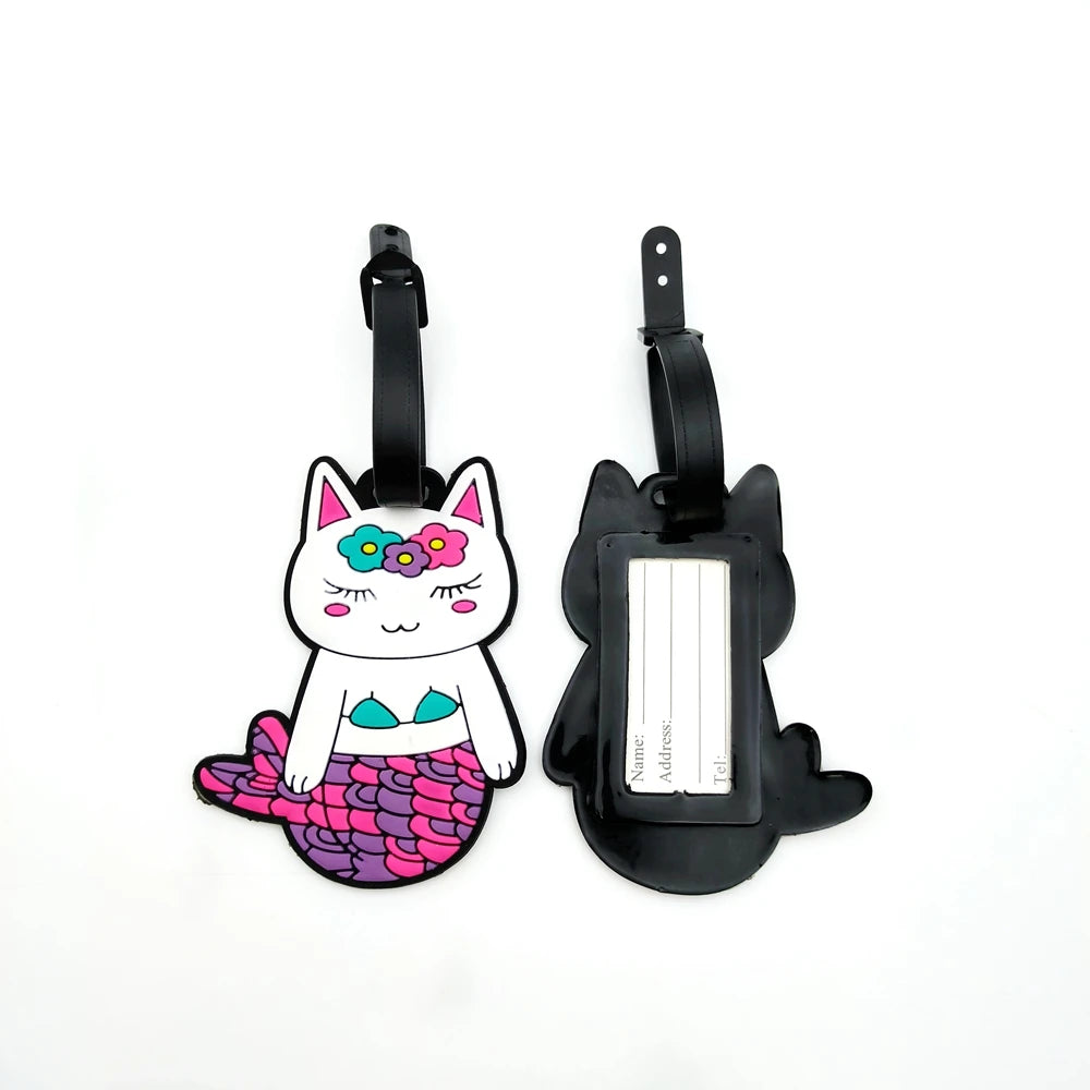 1PC/2PCS Cute Kitten Mermaid Luggage Tag Pendant for Travel and Business Trip, Airplane Factory Luggage Bag Loss Prevention Tag,