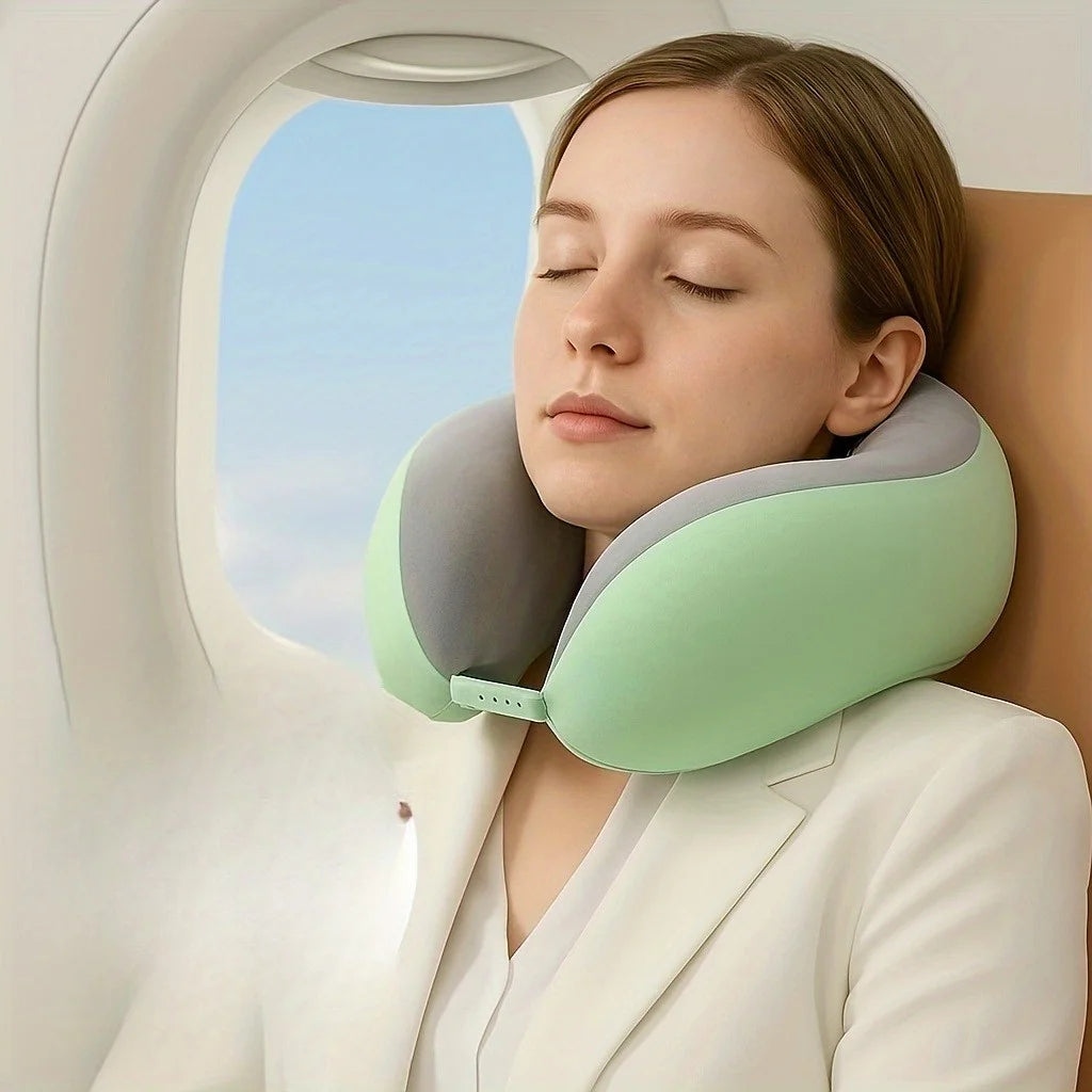 An Ergonomic U-Shaped Neck Pillow, Suitable for Office Naps And Travel,Made of Memory Foam For, Removable Cover