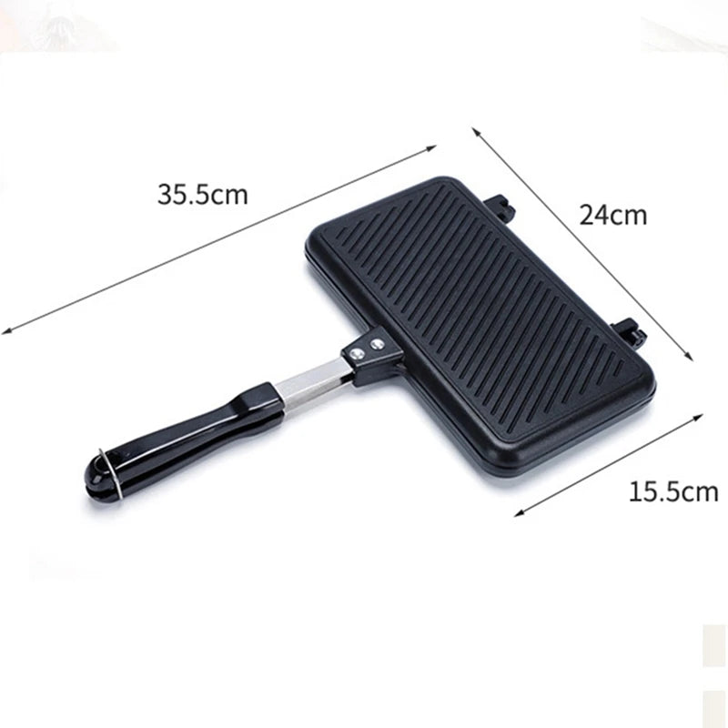 Gas Non-Stick Sandwich Maker Bread Toast Breakfast Machine Pancake Baking Barbecue Oven Mold Mould Grill Frying Pan-A09G
