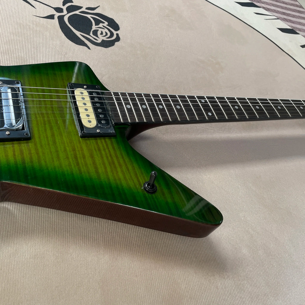 6 strings green electric guitar black hardware guitars rosewood guitarra