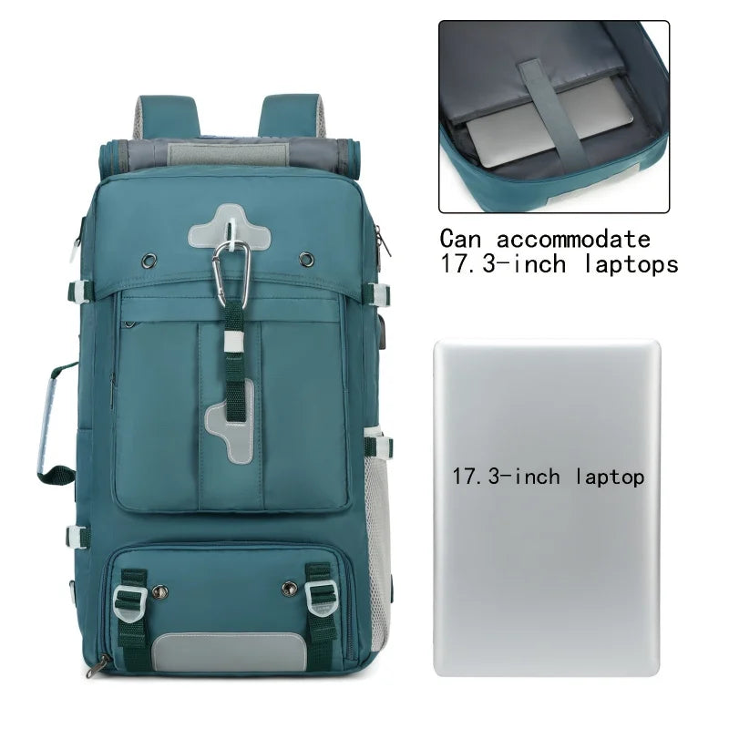 Large capacity portable backpack, airline approved shoe compartment backpack, 17 inch laptop backpack, business work gym weekend