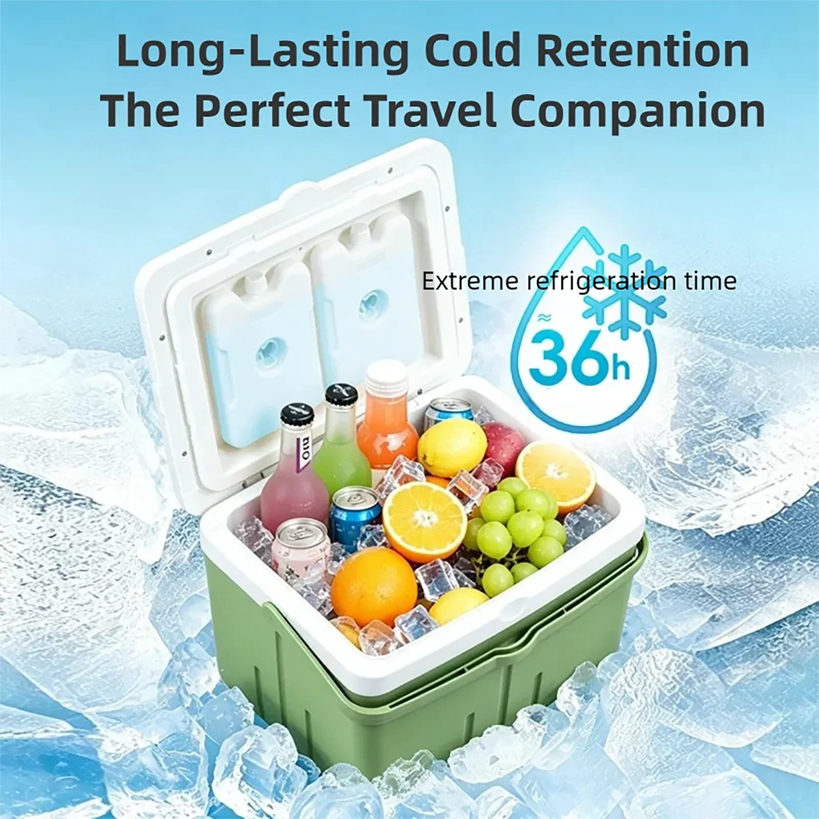 BISINNA Portable Ice Box Large Capacity Outdoor Travel Car Fridge with Temperature Display Camping Fishing Beach Cooler Box