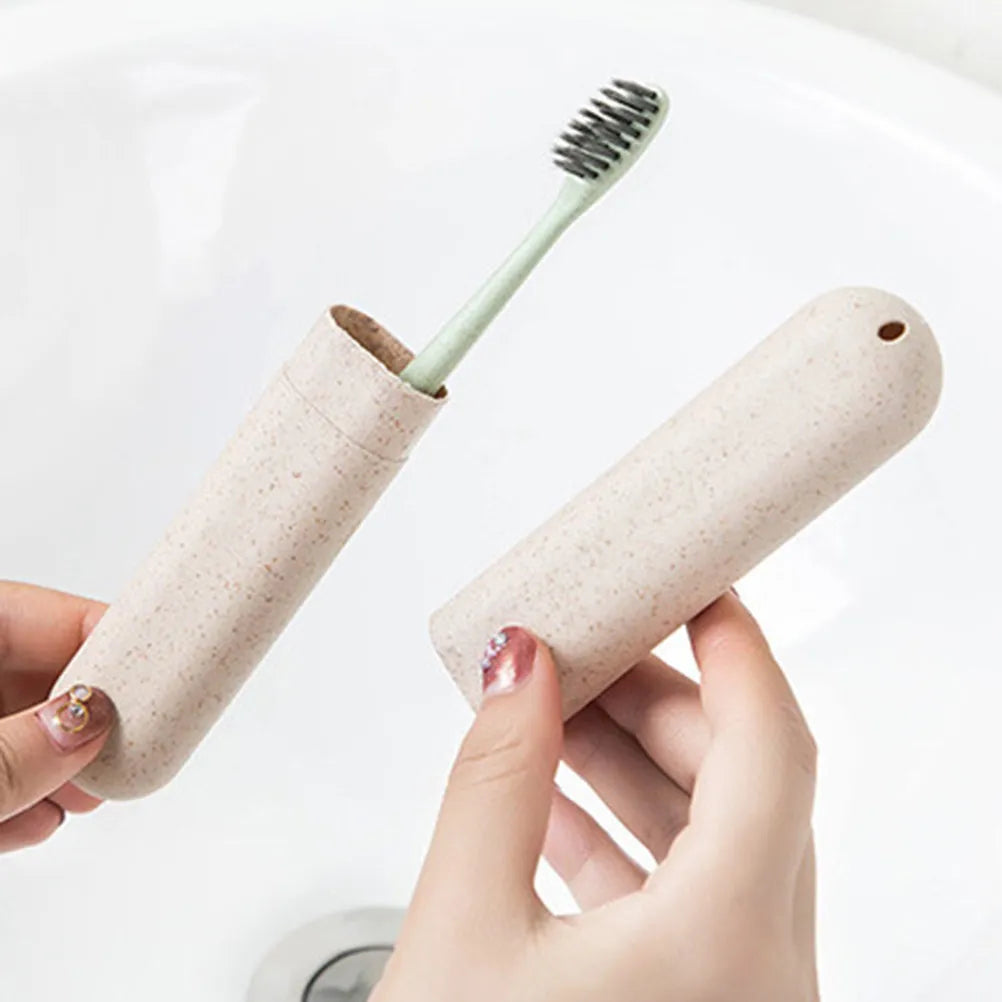 Portable Creative Toothbrush Box Retractable Toothbrush Storage Box Holder for Travel Hiking Camping (Green)