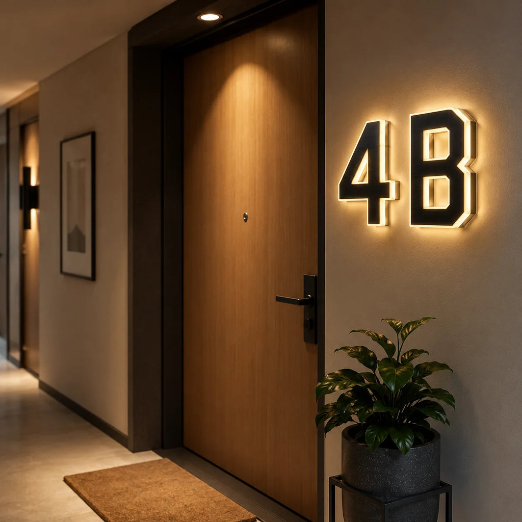 LED Solar House Number Light Waterproof Address Plate with Light Sensor for Home Entrance Yard Wall Outdoor Decoration
